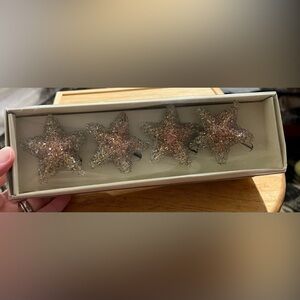 VTG Pier 1 Imports Set of 4 Gold Beaded Star Napkin Rings New In Box - Starfish
